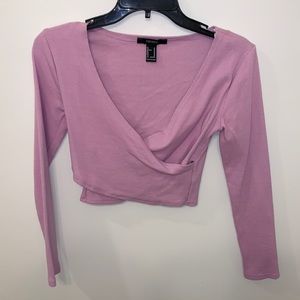 lilac purple wrap cropped long sleeve